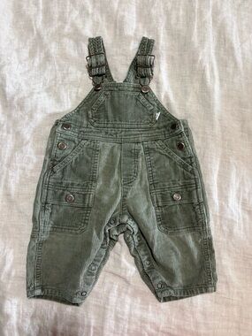 6-9 month Sprockets Kids Green Corduroy Overalls with Adjustable Straps